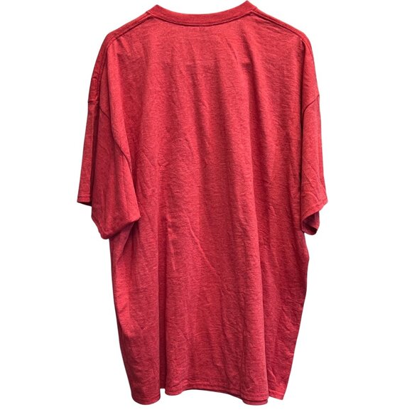 Gildan Red Graphic T-Shirt “Whats Your Exit?” 2XL Unisex Cotton Short Sleeve - Picture 2 of 2